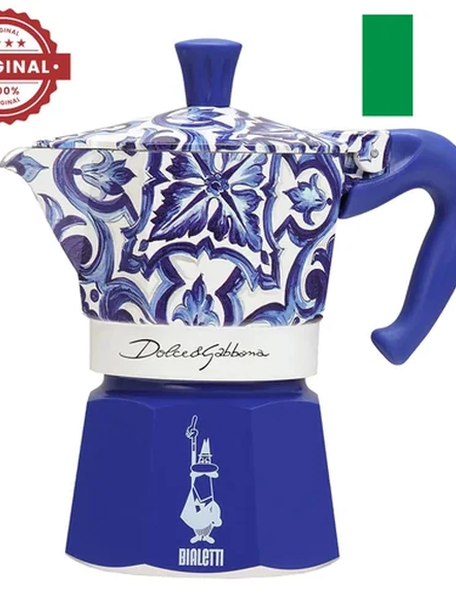 Bialetti Moka Express D&G 3 чашки Blu Mediterraneo