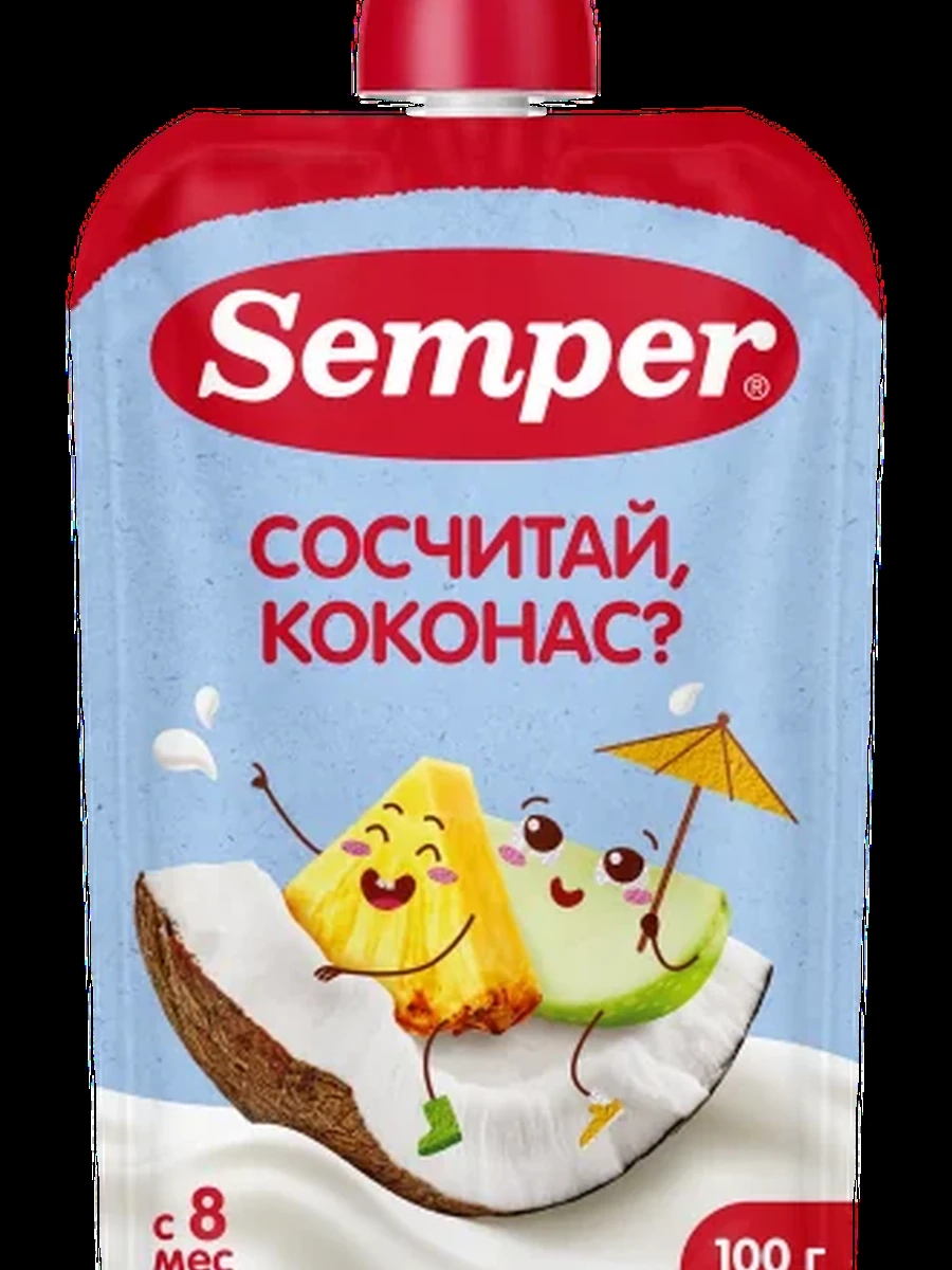 Semper пюре "Яблоко Банан Ананас Кокос" (100грx18)