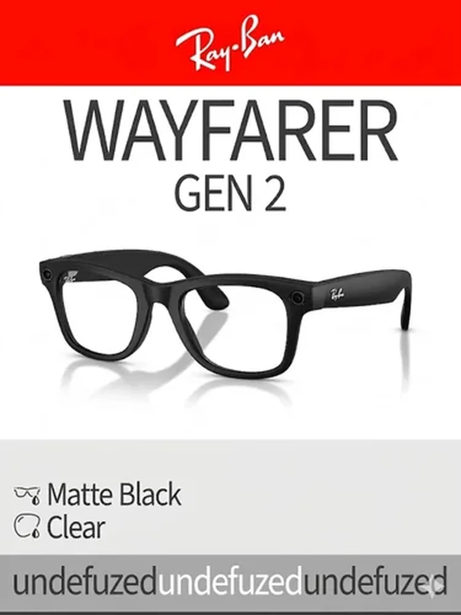 Meta Ray•Ban Wayfarer Gen 2  Matte Black - CLEAR  Размер 53