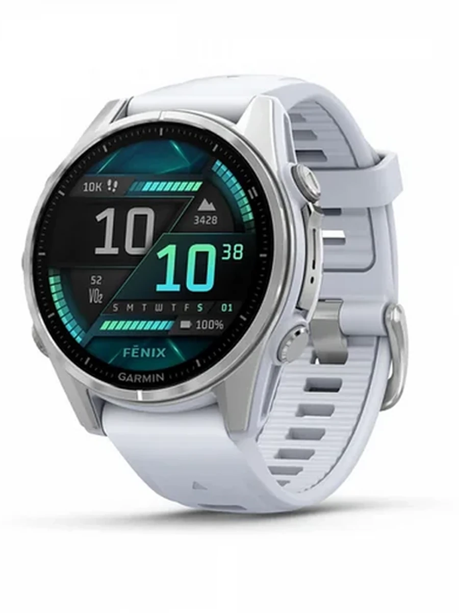 Часы FENIX 8 - 43 ММ, AMOLED серебристый корпус, белый ремешок