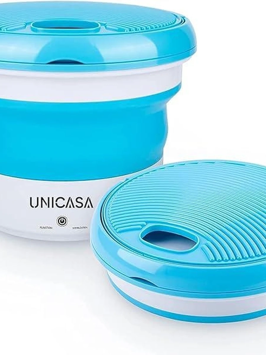 Портативная, складная мини стиральная машина с режимом отжима белья, с подсветкой, активаторная, цвет голубой