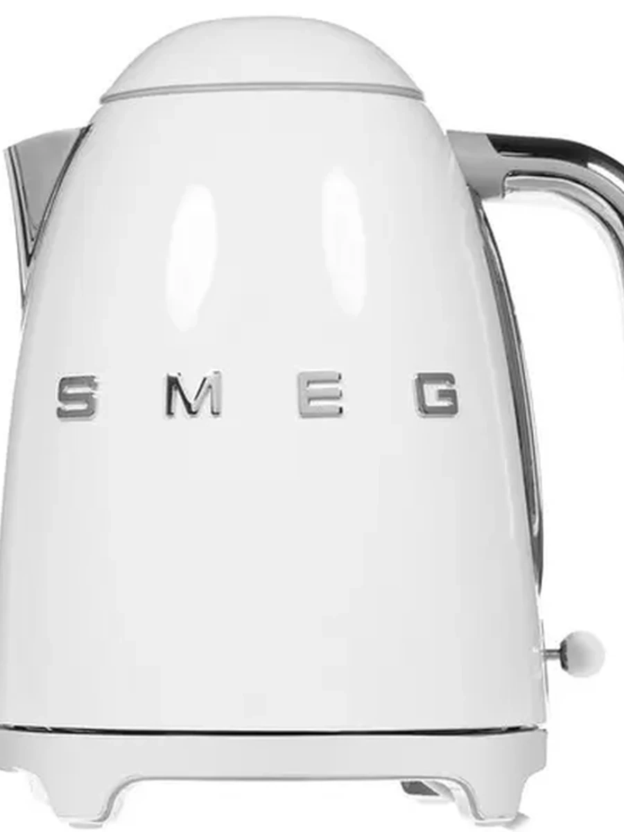 Электрочайник Smeg KLF03WHEU [нержавеющая сталь, 1.7 л, 2400 Вт, фильтр, скрытый нагревательный элемент, белый, серебристый]