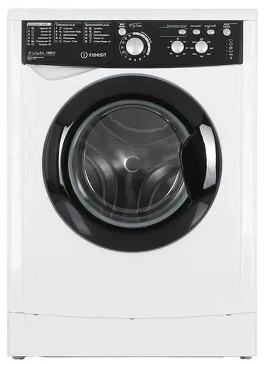 Стиральная машина Indesit EWSD 51031 BK CIS  [фронтальная, стирка 5 кг, 1000 об/мин, 60 см x 85 см x 42 см] белый, чёрный, дисплей