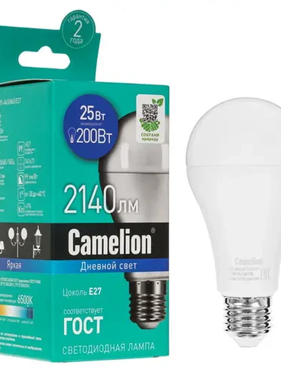Лампа Camelion [E27, Груша, cветодиодная, 25Вт, 6500К, 2140лм, 1шт]