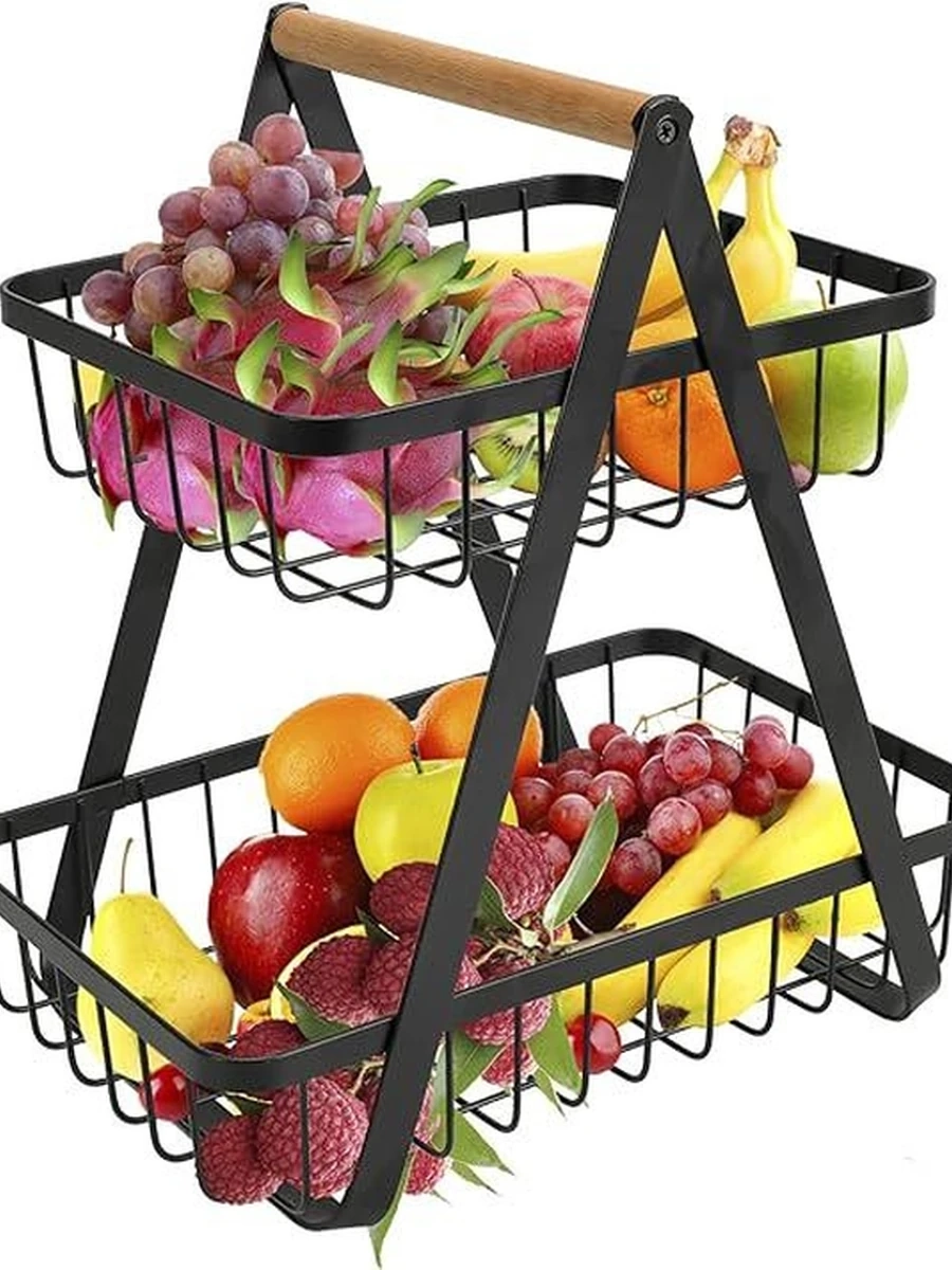 Хранение фруктов 2-х уровневая корзина с фруктами Ваза для фруктов Современный стиль