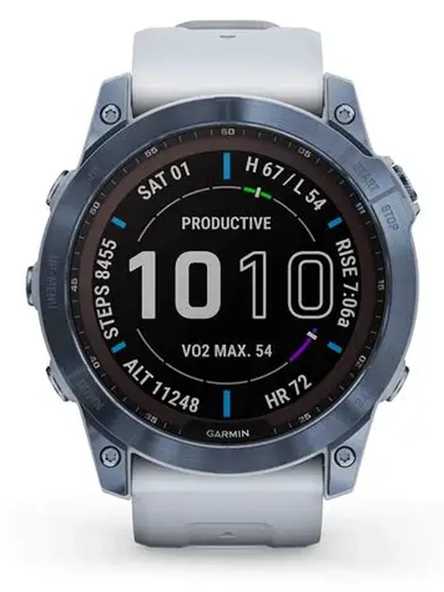 Умные часы Garmin Fenix 7 47mm Sapphire Solar Edition Mineral Blue DLC Titanium with Whitestone Band