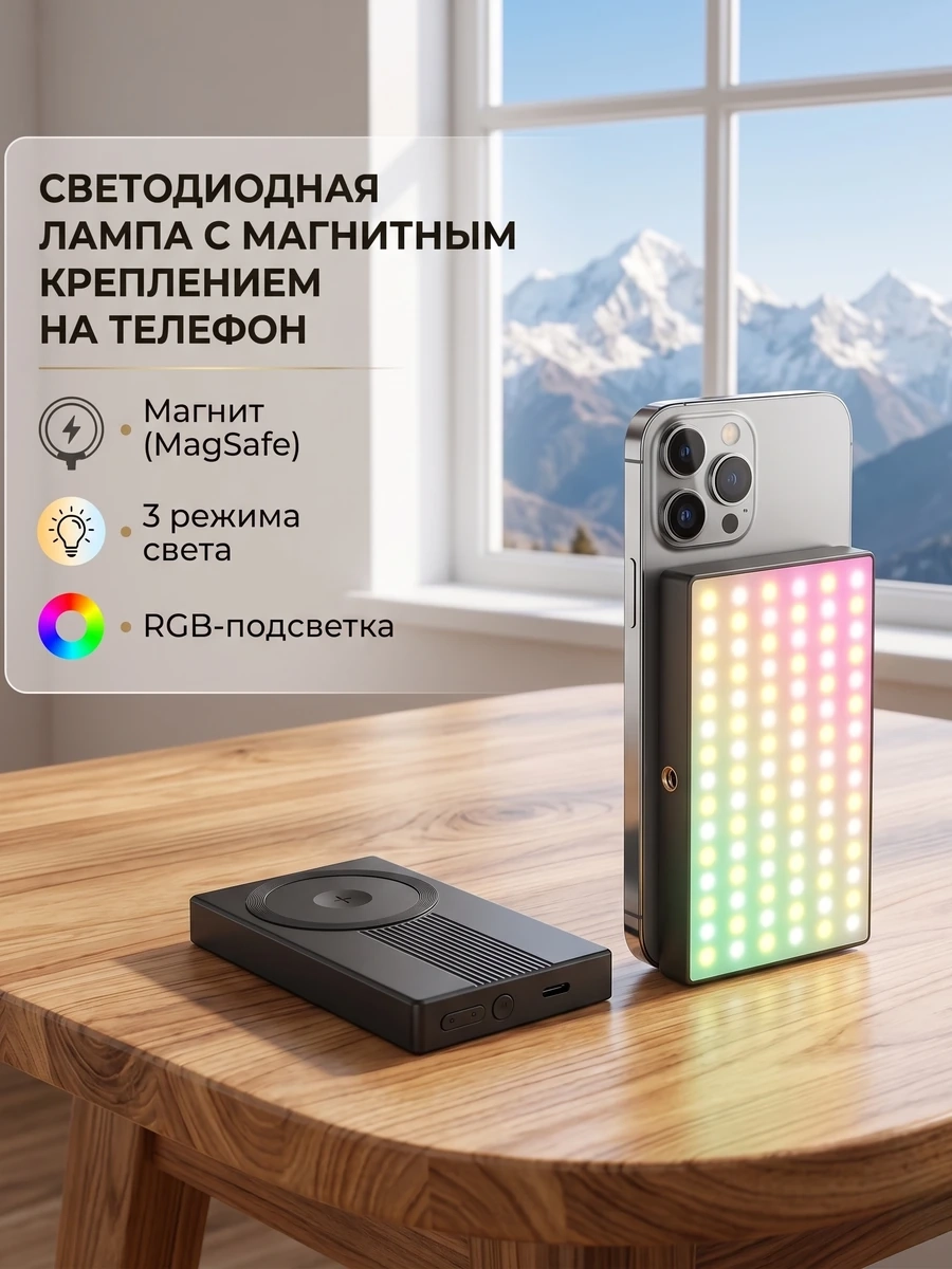 Светодиодная лампа с магнитным креплением MagSafe - Компактный свет для съемки