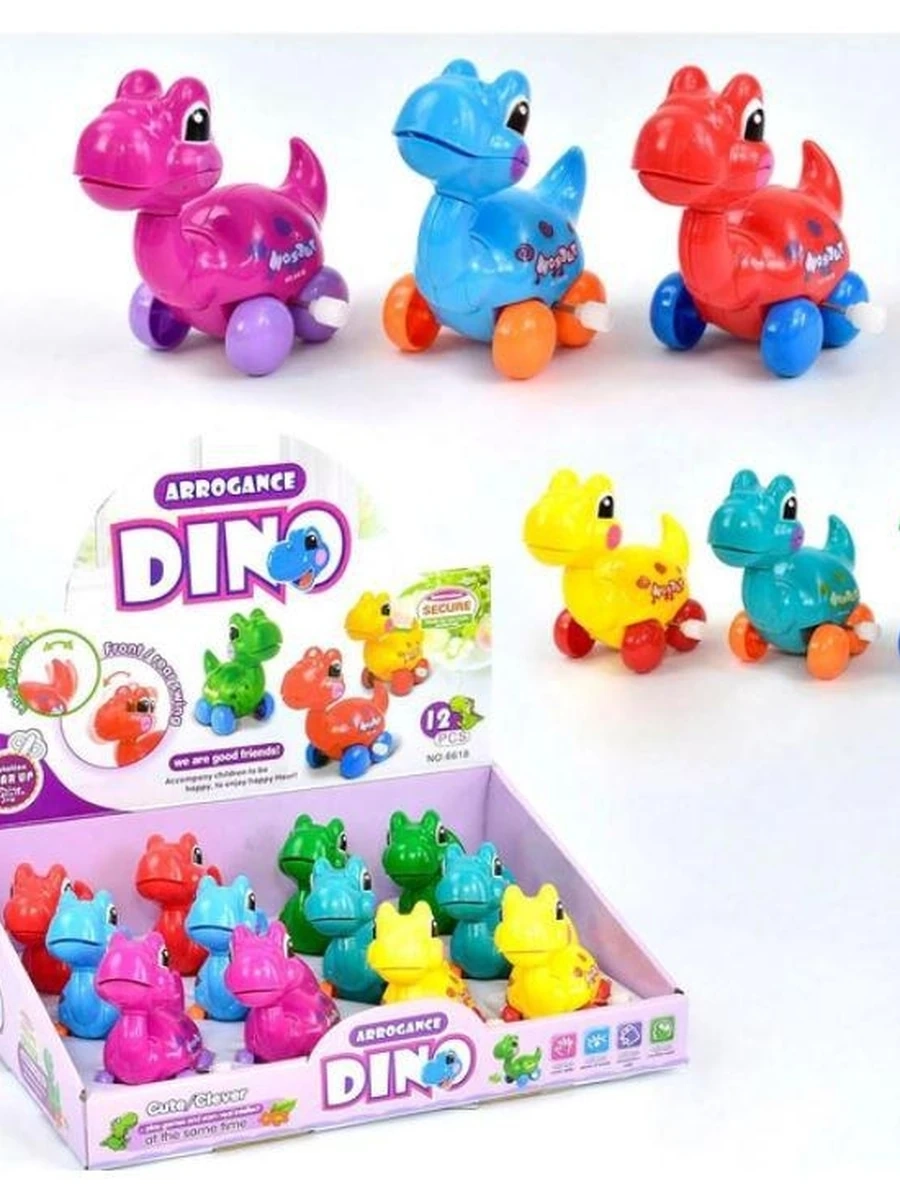 Детская игрушка «Динозавр заводной 12 шт, разноцветный». Производитель - Kimi