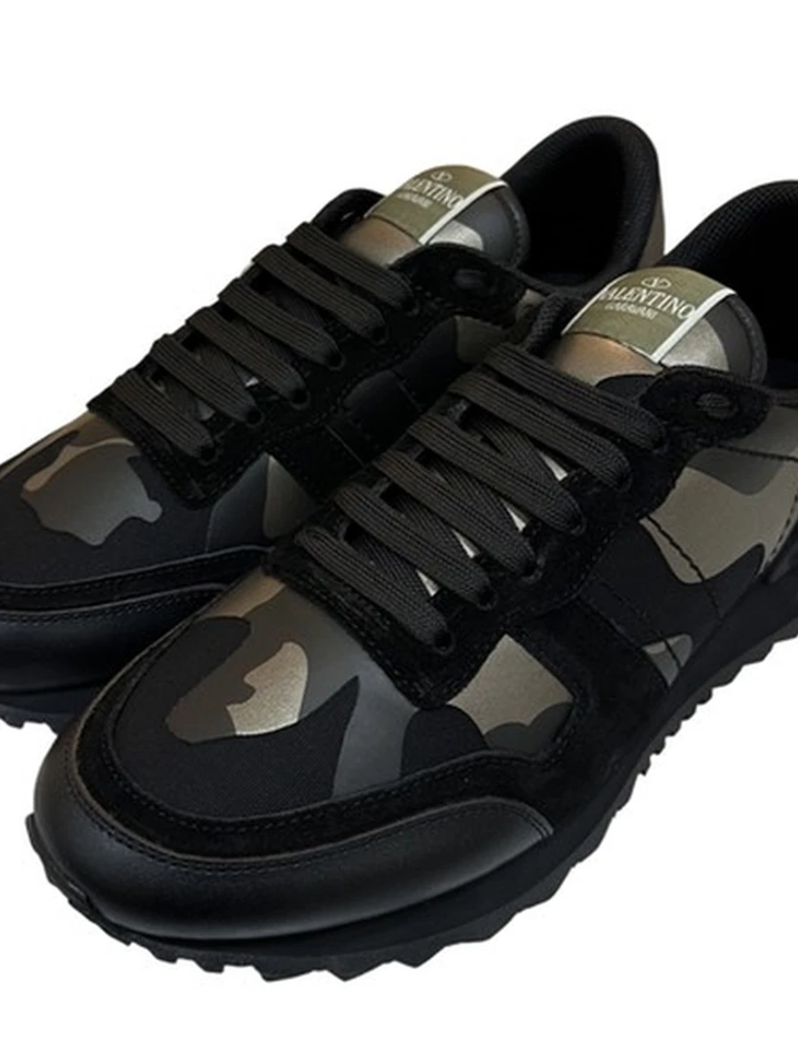 Кроссовки Valentino Rockrunner Серебро (Валентино Серебро) черно-серебрянного цвета 40 размер кожаные замшевые демисезонные