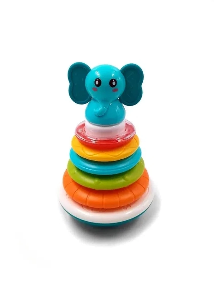 Детская развивающая музыкальная неваляшка пирамидка 56076 TK Group Слоник разноцветная