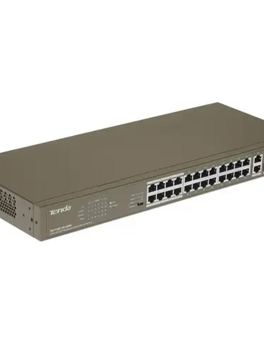 Коммутатор Tenda TEF1126P-24-250W [неуправляемый, монтируемые в стойку, настенный, настольный, 100 Мбит/сек, 1000 Мбит/сек, 26 port, SFPx1, PoE, бюдже