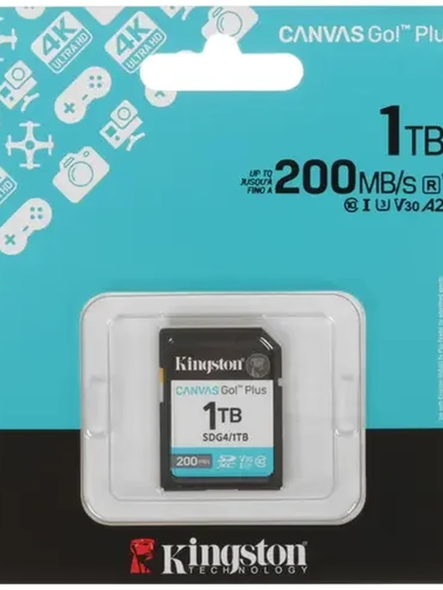Карта памяти Kingston Canvas Go! Plus [SDXC, U3, V30, 1TB, 200 Mb/c]