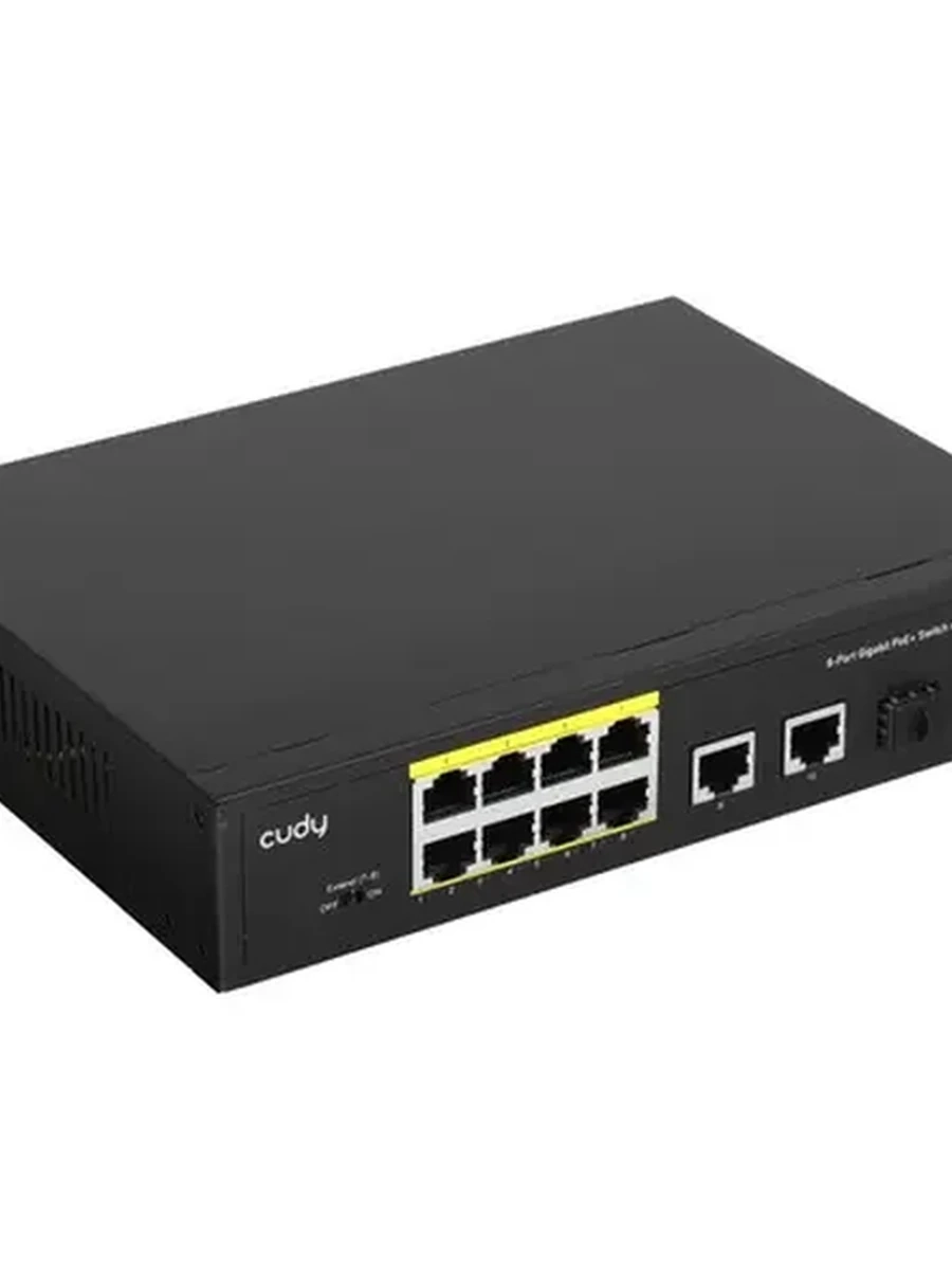 Коммутатор Cudy GS1010PS2 [портов-10, неуправляемый, 1000 Мбит/сек, 100 Мбит/сек, SFPx2, PoE, бюджет PoE 120 Вт]