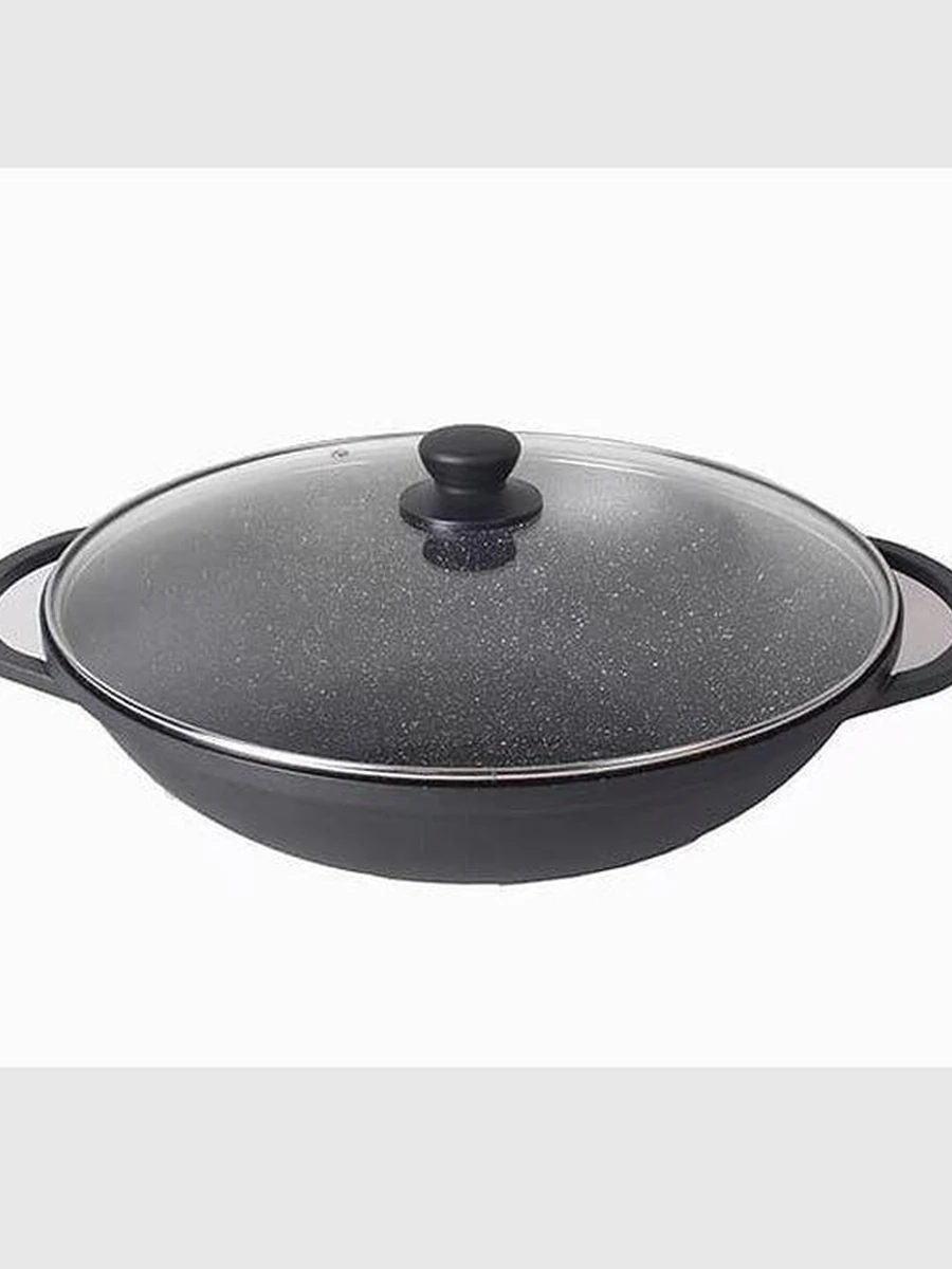 Сковорода(Wok) каменное покрытие, цвет черный. Диаметр 32-36! Индукционная вставка, подходит на все виды плит!