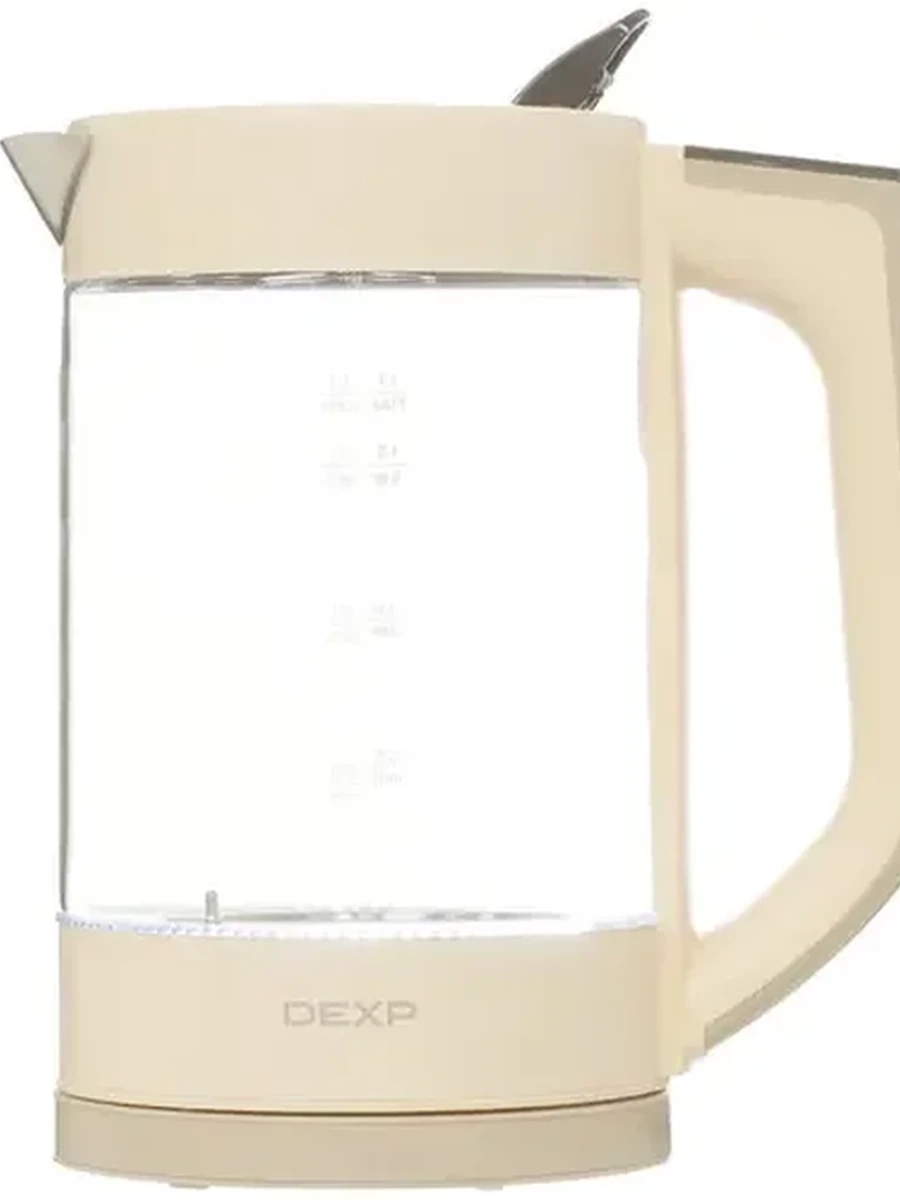 Электрочайник DEXP DK-170DS [Стекло, нержавеющая сталь, 1.7л, терморегулятор, управление на ручке, STRIX] Бежевый