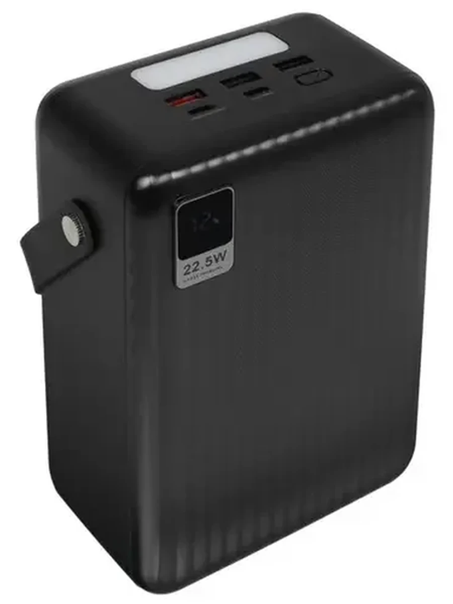 Портативный аккумулятор 80 000 mAh Aceline (22,5W, 3хUSB(out), 2хUSB-C(in/out), Li-pol, пластик, черный, фонарик)
