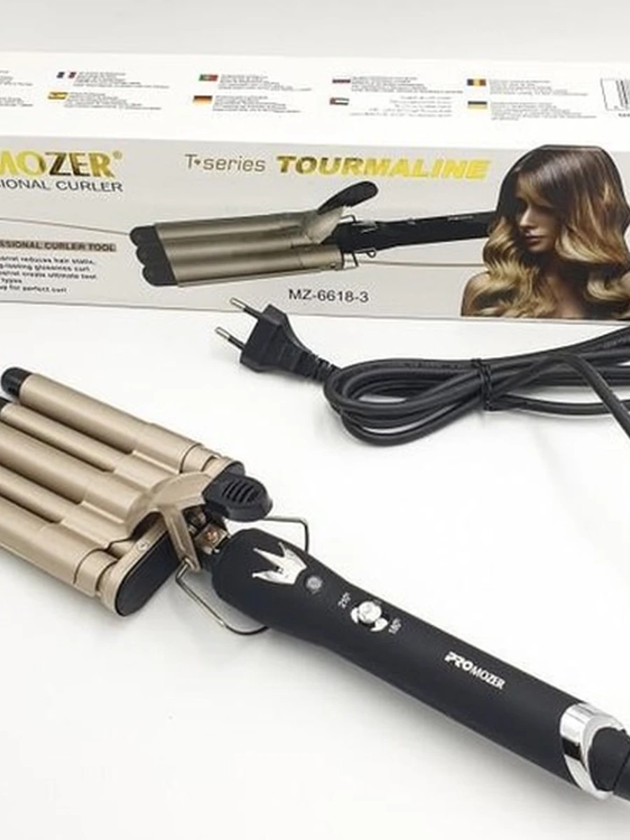 Тройная плойка для завивки волос 5 волн Pro Mozer Mz-6618