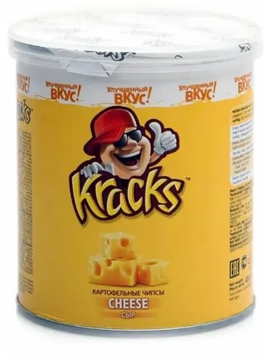 ЧИПСЫ KRACKS СО ВКУСОМ СЫРА БАНКА 45ГР