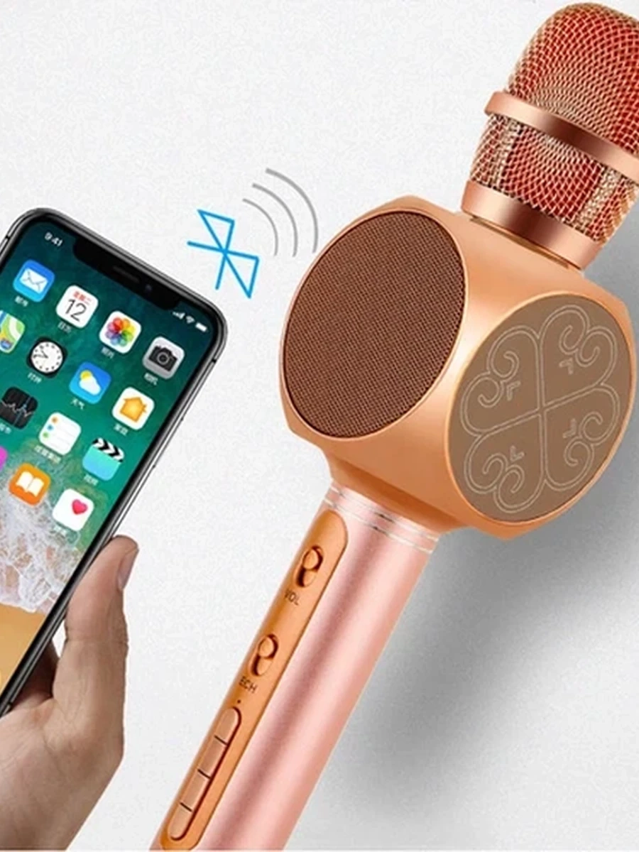 Беспроводной портативный Bluetooth микрофон с функцией изменения голоса Magic Karaoke YS-63 Pink (RZ555)