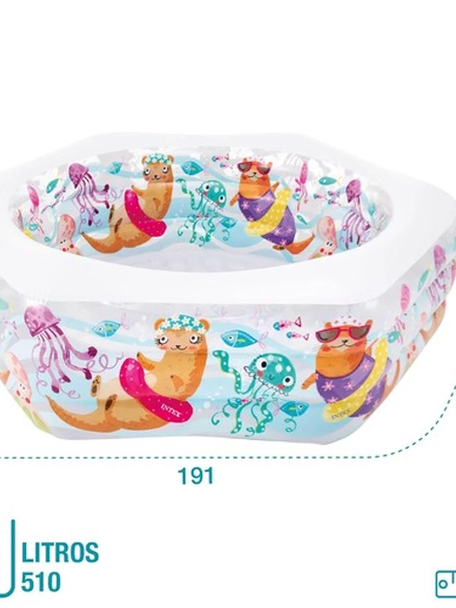 Надувной бассейн Intex Swim Center Ocean Reef, 75 дюймов X 70 дюймов X 24 дюйма, для детей от 6 лет, многоцветный