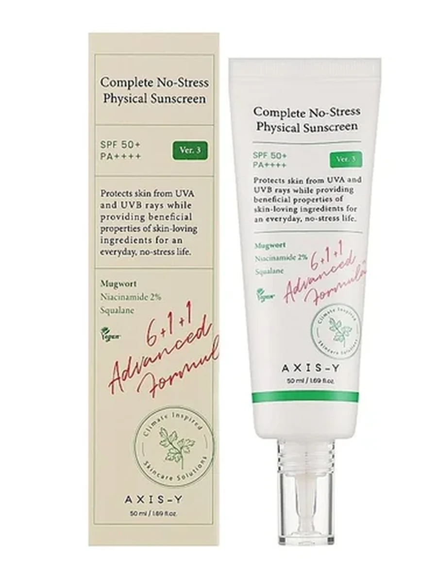 СОЛНЦЕЗАЩИТНЫЙ КРЕМ COMPLETE NO-STRESS PHYSICAL SUNSCREEN SPF50/PA++++ 50ML (AXIS-Y)