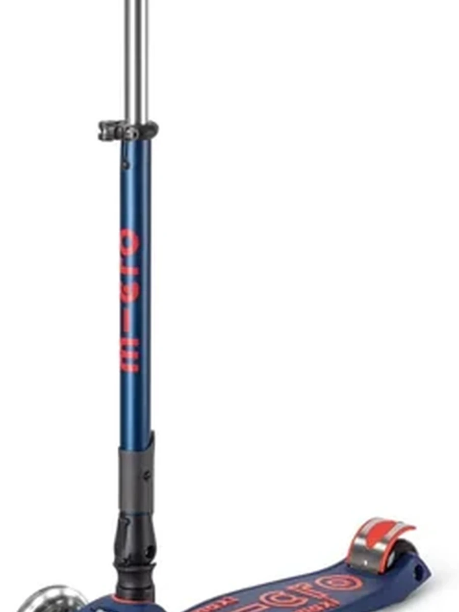 Micro Cамокат складной Maxi Deluxe Foldable LED Navy Red, от 4 лет