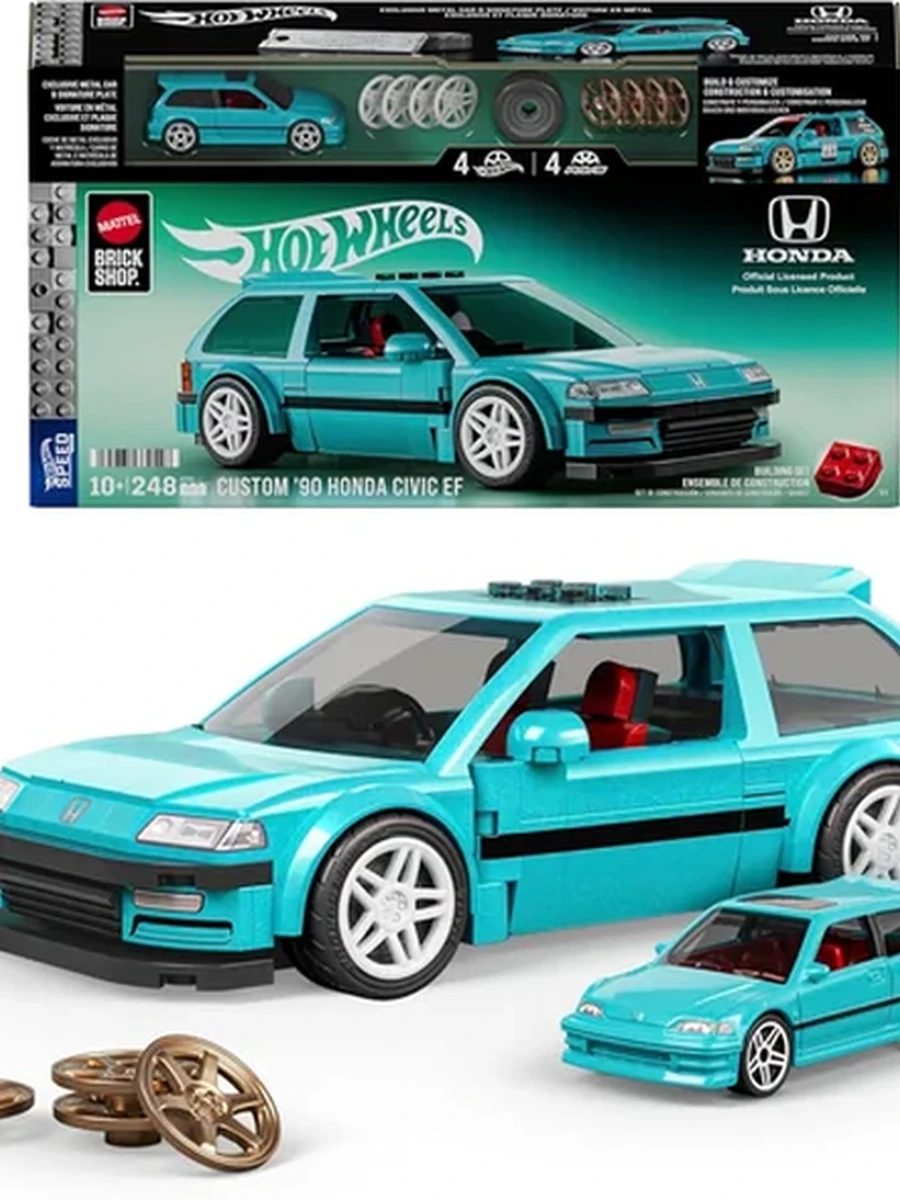 Коллекционный конструктор Mattel Brick Shop Hot Wheels Speed Honda Custom 90 Civic EF, 248 деталей