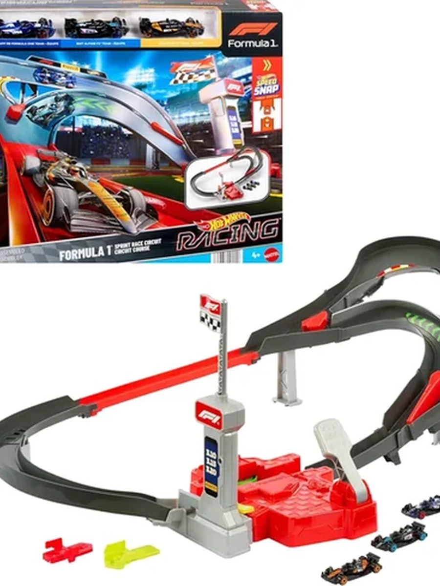 Игрушечный трек Hot Wheels Racing - Гоночная трасса Формулы-1 Спринт + 3 машины - Хот Вилс JDY15