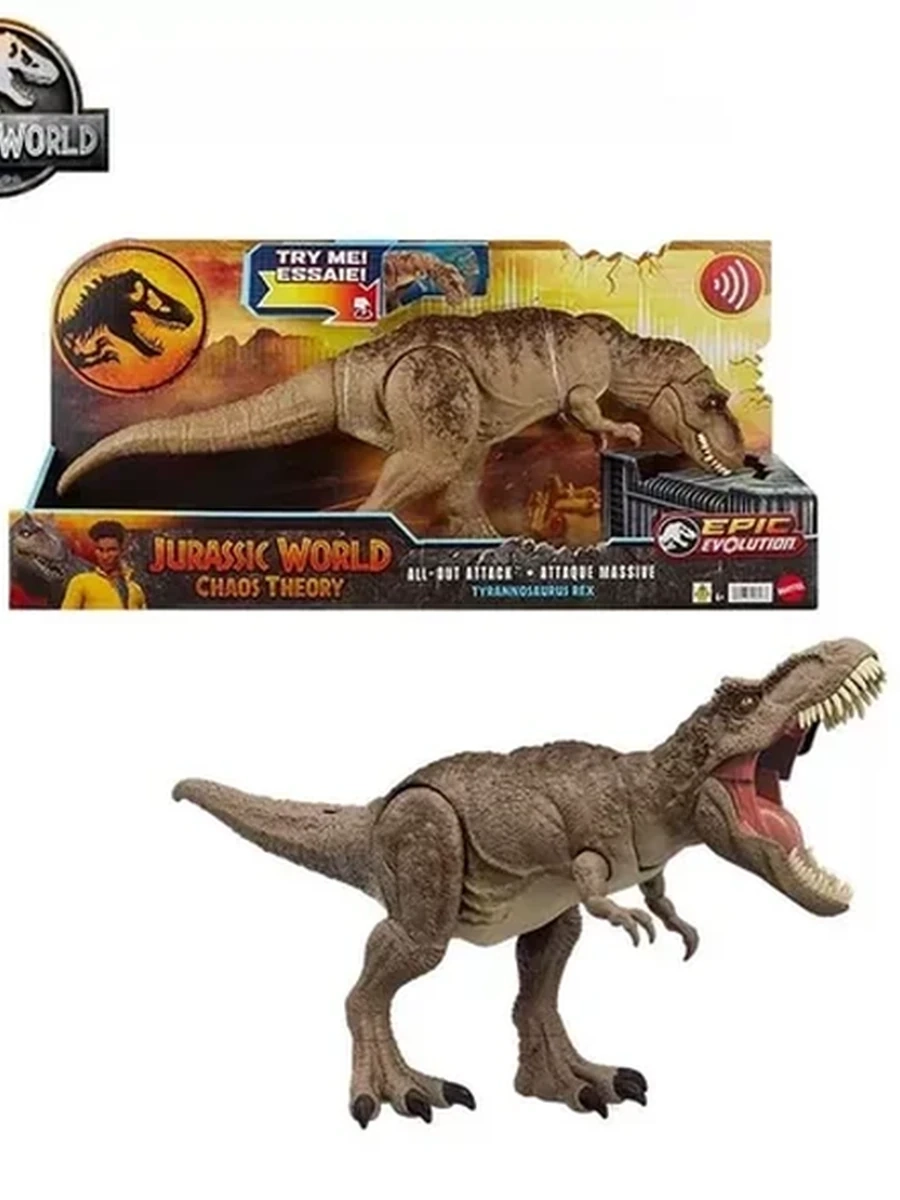 Фигурка Jurassic World рычащий динозавр Тираннозавр Mattel