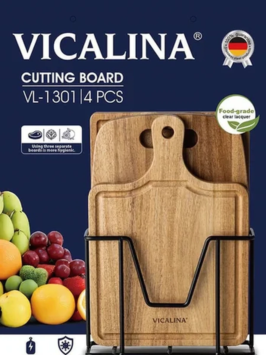 Разделочная доска Vicalina из натурального дерева с ручкой