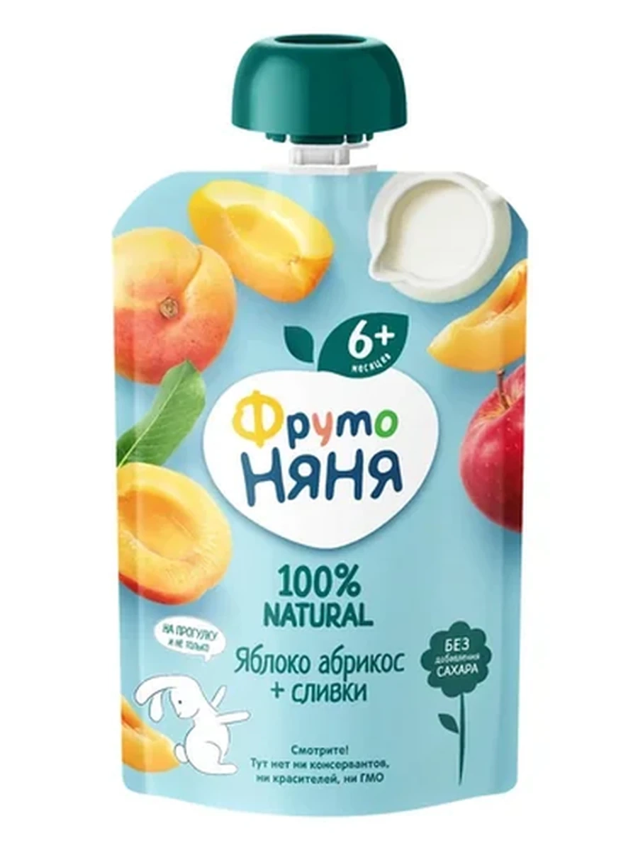 Фруто няня Пюре Яблоко Абрикос Сливки 90 гр