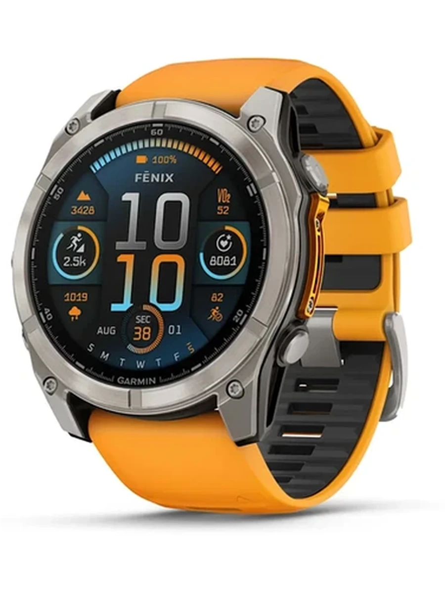 Garmin Fenix 8 – 51 mm, AMOLED Sapphire, Titanium with Spark Orange/Graphite Silicone Band