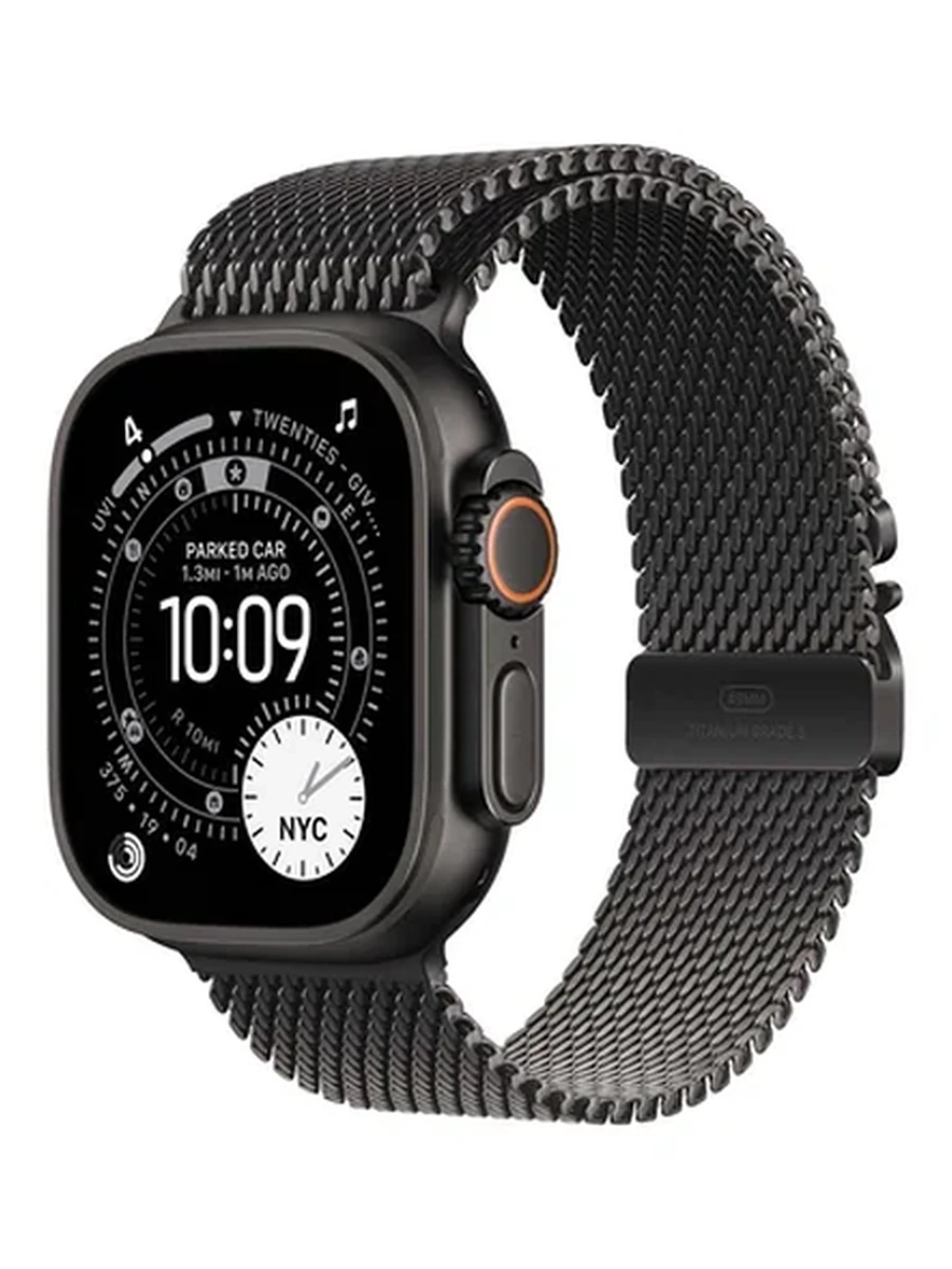 Apple Watch Ultra 3 GPS + Cellular, 49mm Black Titanium Case with Black Titanium Milanese Loop – L