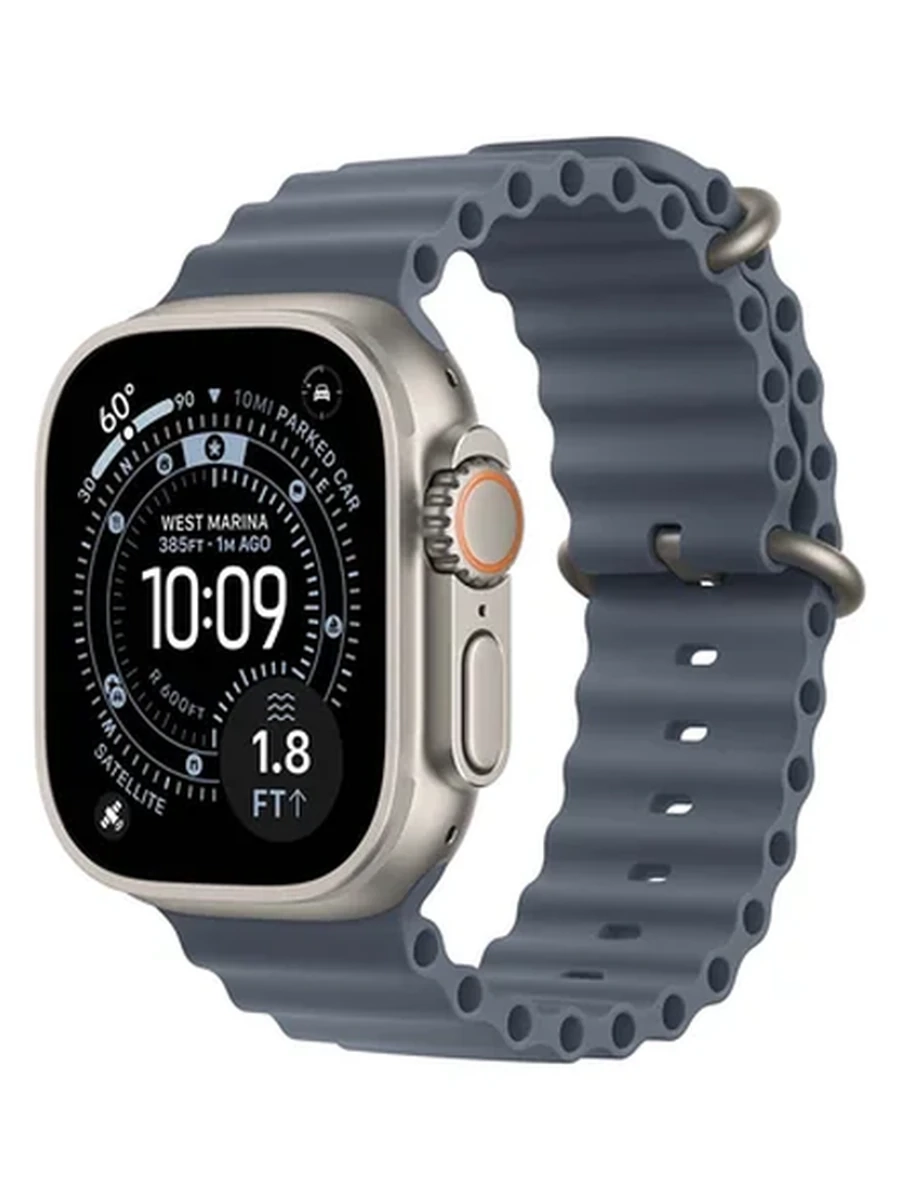 Apple Watch Ultra 3 GPS + Cellular, 49mm Natural Titanium Case with Anchor Blue Ocean Band