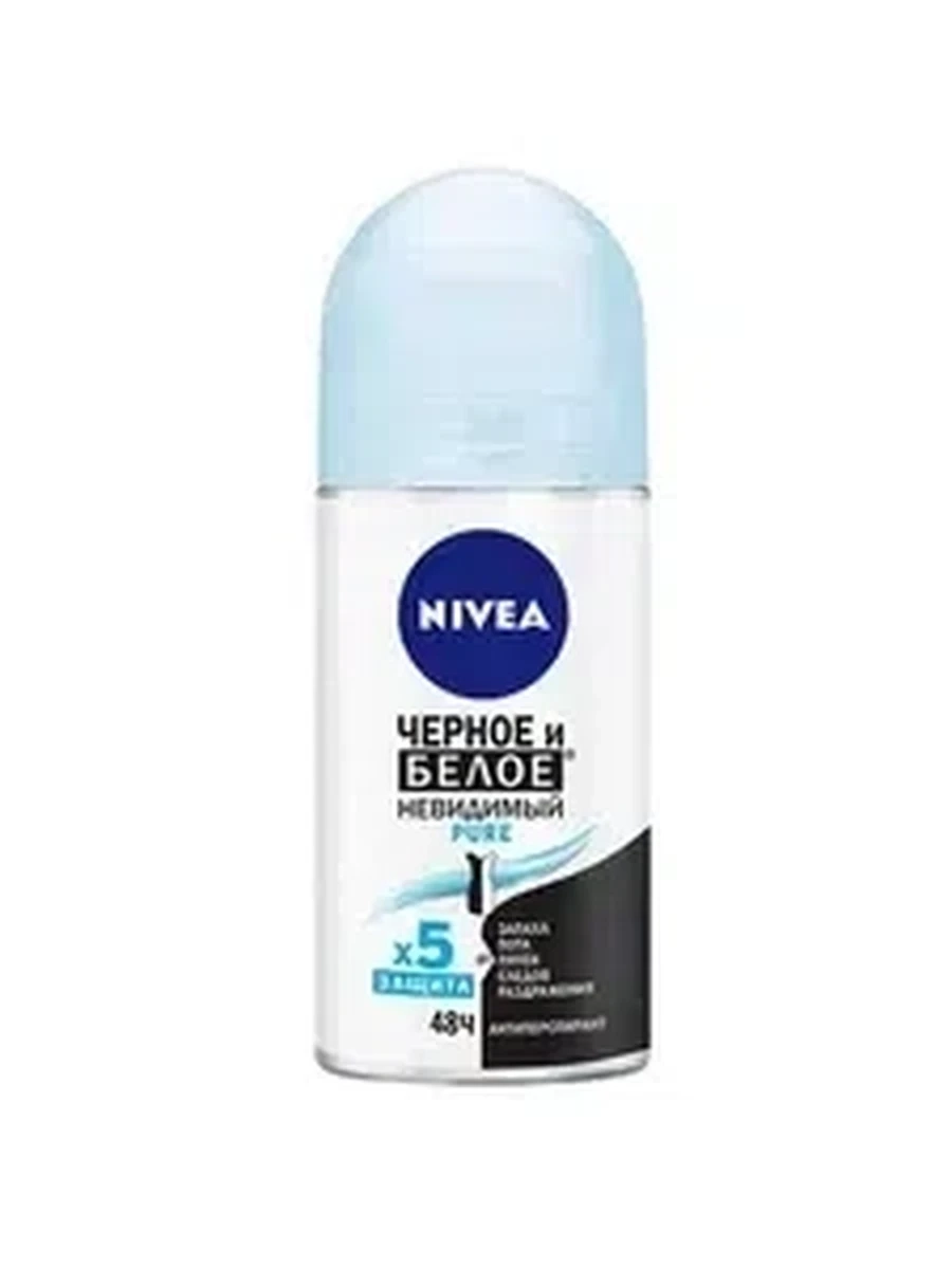 ДЕЗОДОРАНТ NIVEA PURE НЕВИДИМАЯ ЗАЩИТА Д/ЧЕРН.И БЕЛ.ЖЕН. РОЛИК 50МЛ