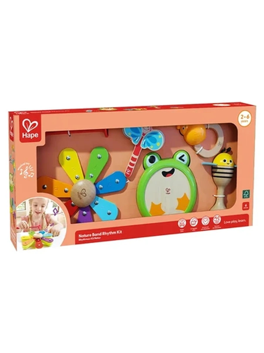 HAPE Игрушка музыкальная Hape Набор музыкальных инструментов аксессуар, кастаньеты, ксилофон, бубен