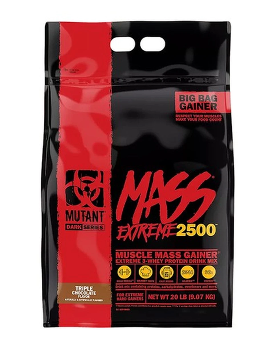 Гейнер. Mass Extreme 2500, Mutant, 9кг, 32порц ваниль/печенье