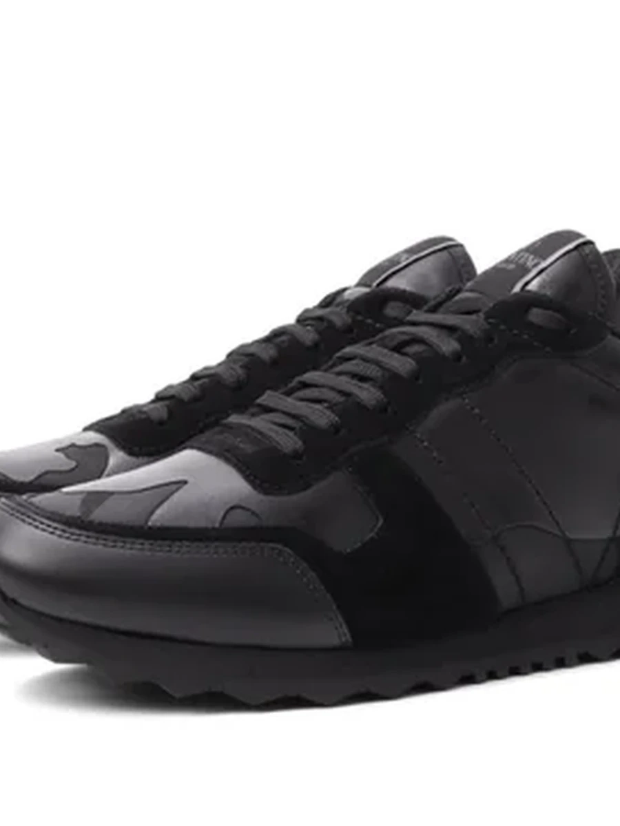 Кроссовки Valentino Rockrunner Черные (Валентино Черные) черного цвета 44 размер кожаные замшевые демисезонные