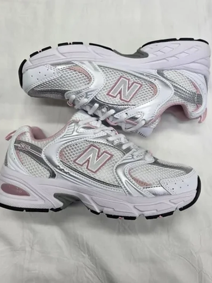 Кроссовки New Balance 530 бело-розовые – лёгкие дышащие sneakers с амортизацией, трендовые повседневные