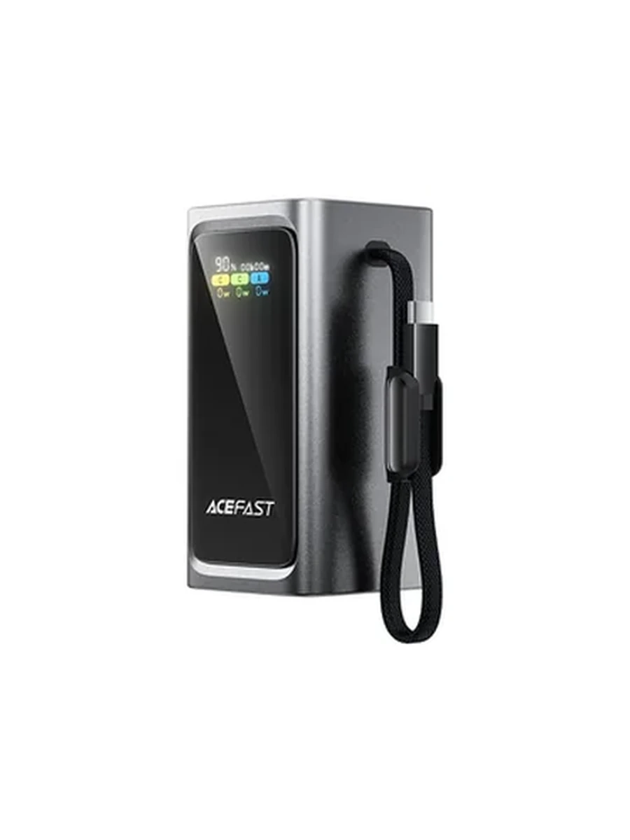 Power Bank ACEFAST M33 100W fast charging power bank with cable and TFT display 20000mAh,metal gray