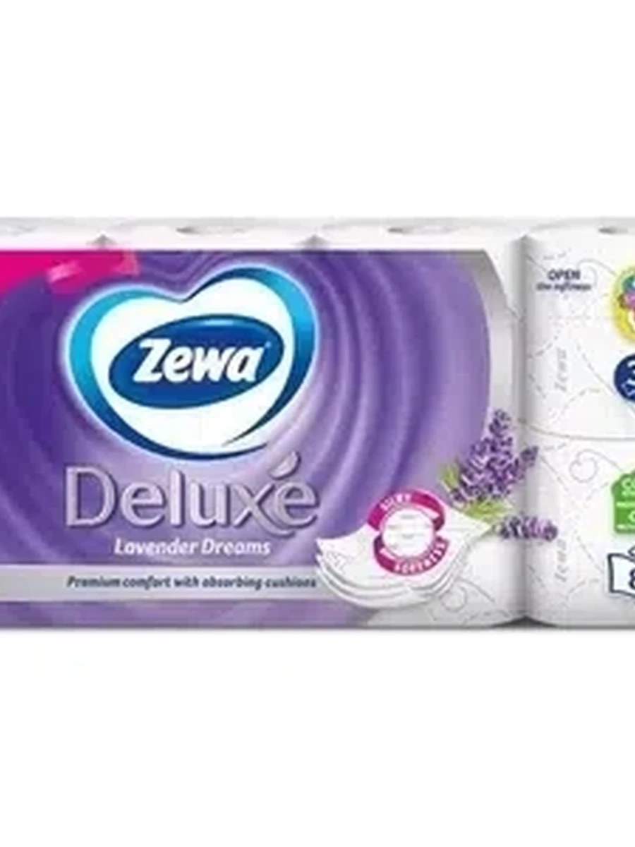 БУМАГА ТУАЛЕТНАЯ ZEWA DELUXE LAVENDER DREAMS 3СЛ 8РУЛ