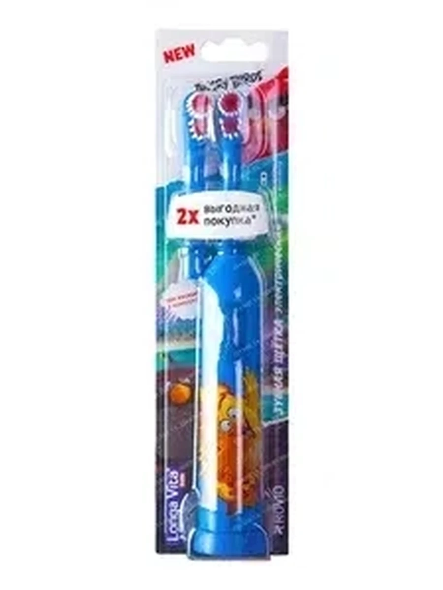 Щетка зубная Лонга Вита кав-1 ANGRY BIRDS ротационная 2 насадки от 3лет