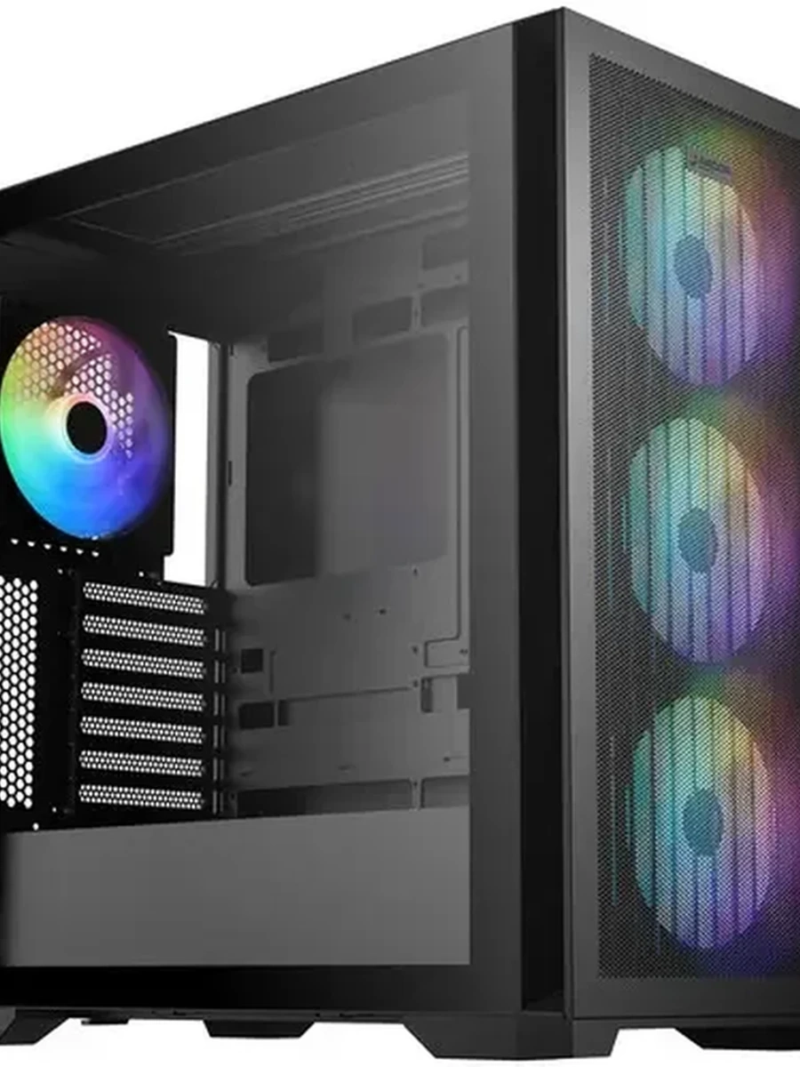 Корпус ARDOR GAMING Aeris R4, Midtower, Black, USB 3.2*2, USB Type-C, 0.7 mm, 4x140 ARGB, без БП