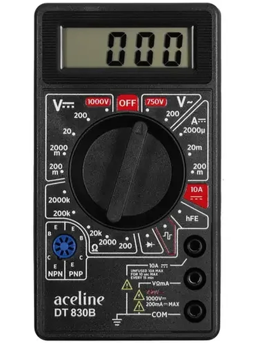 Мультиметр Aceline DT 830B [до 1000 В, погрешность - 1%, проверка диодов]