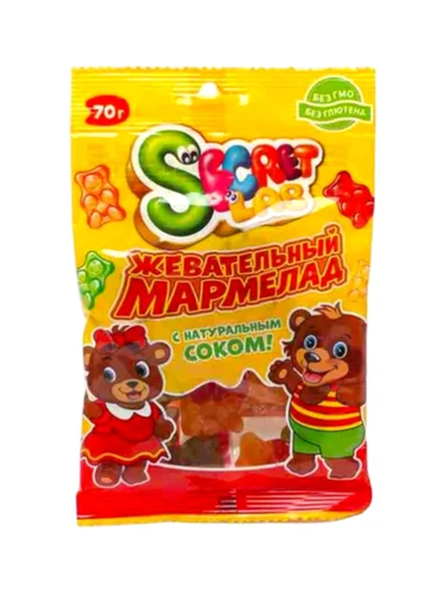 МАРМЕЛАД ЖЕВАТЕЛЬНЫЙ SECRET LAB ФИГУРНЫЙ ЛИМОН/КЛУБНИКА/КИСЛАЯ ЯБЛОКА 70ГР