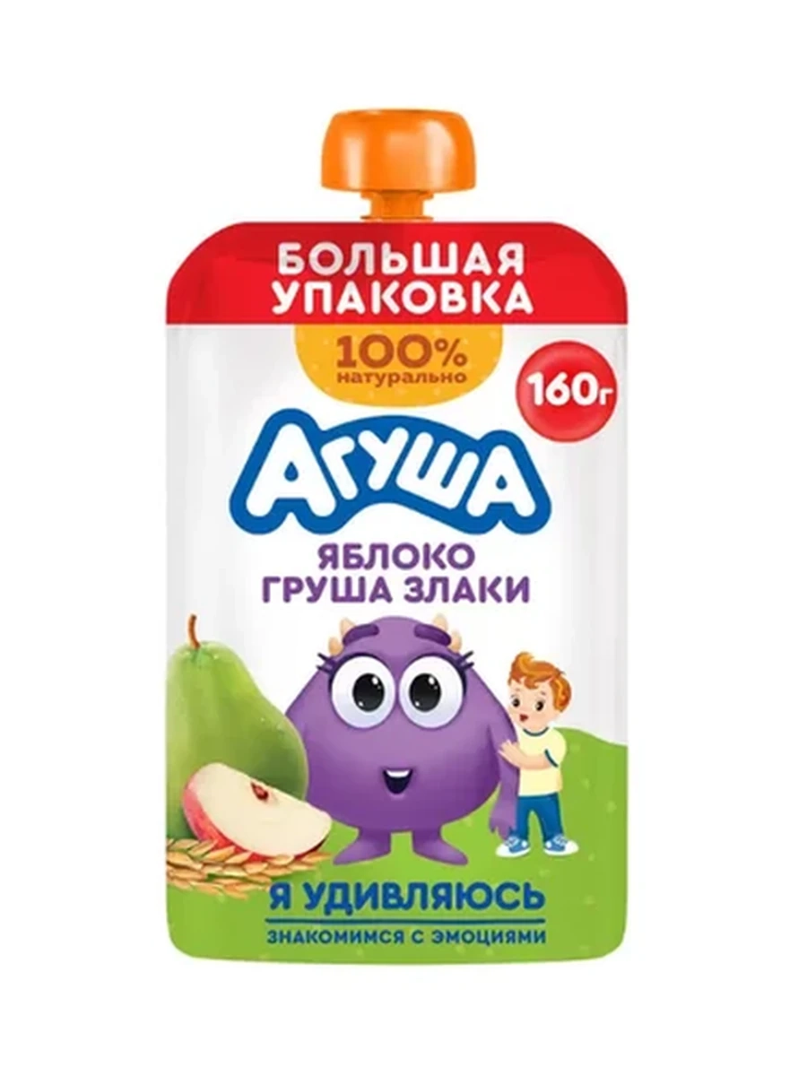 ПЮРЕ ФРУКТОВОЕ АГУША ЯБЛОКО/ГРУША СО ЗЛАКАМИ С 6МЕС Д/П 160ГР