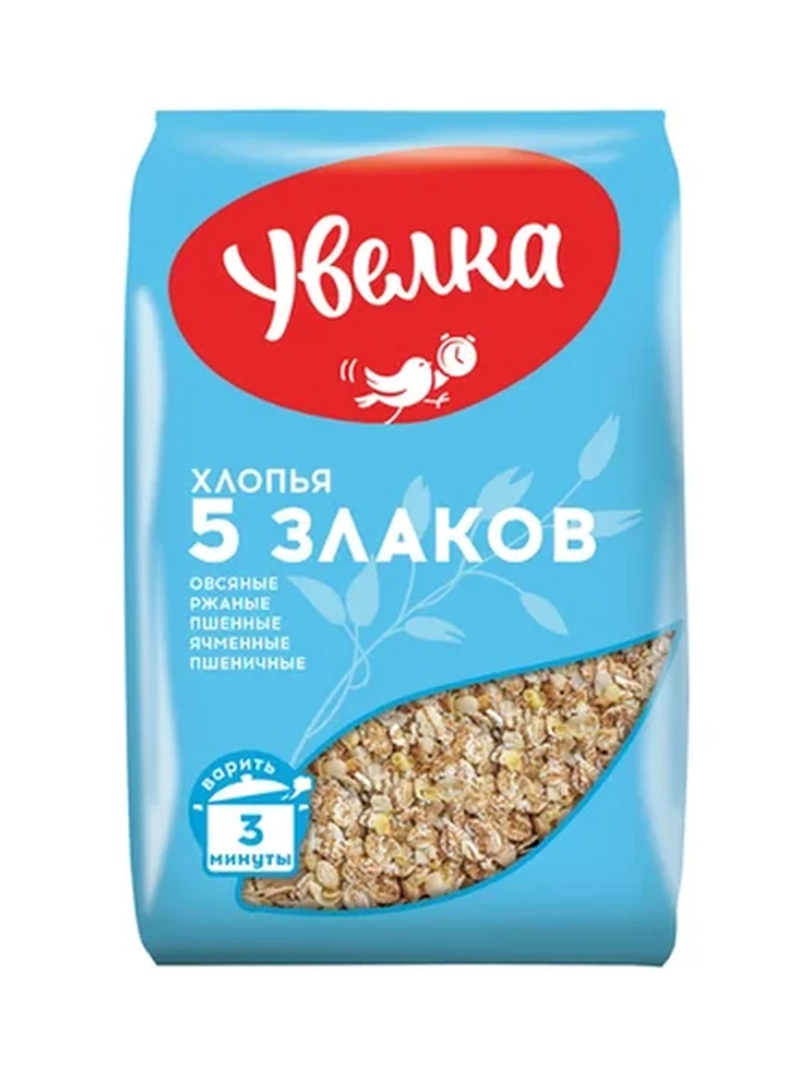 ХЛОПЬЯ УВЕЛКА ОВСЯНЫЕ 5 ЗЛАКОВ 400Г Д/П