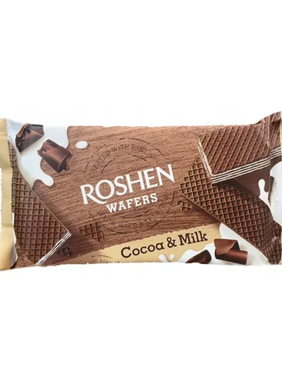 ВАФЛИ ROSHEN WAFERS КАКАО/МОЛОКО 216ГР