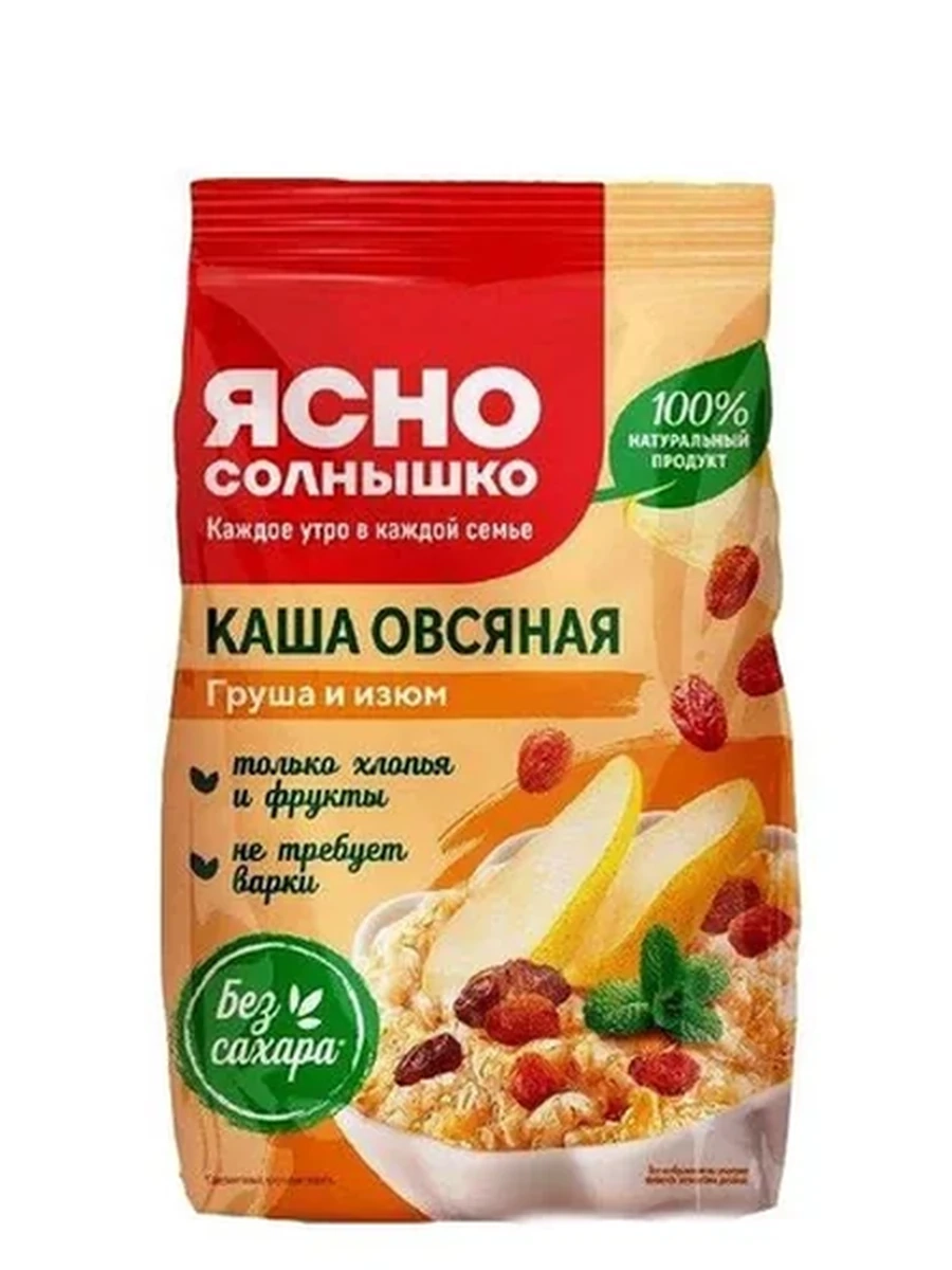 КАША ОВСЯНАЯ ЯСНО СОЛНЫШКО С ГРУШЕЙ И ИЗЮМОМ 300ГР