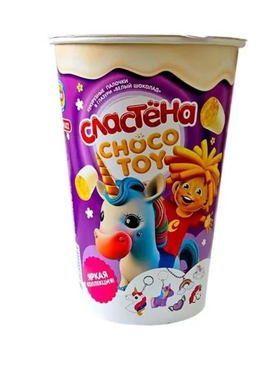 ПАЛОЧКИ КУКУРУЗНЫЕ СЛАСТЕНА CHOCO TOY ЯРКАЯ КОЛЛЕКЦИЯ БЕЛЫЙ ШОКОЛАД 100ГР